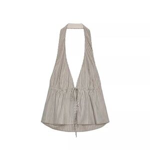 Zara Striped Halter Top - Black and White